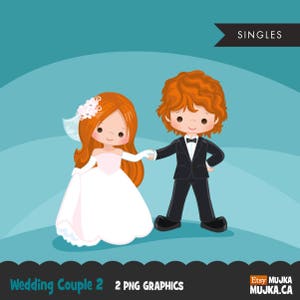 Hochzeitspaar Clipart, Braut und Bräutigam Grafiken, Valentinstag Paar, niedliche Charaktere, Scrapbooking, Kartengestaltung, Stickerei, Planer Art