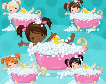 Spa party girl clipart graphics, bath,  , scrapbooking, digitized embroidery, Sublimation Designs, chore charts, cute character