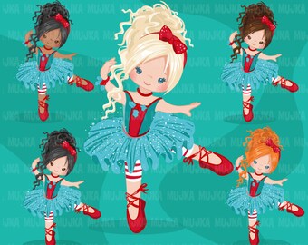 Christmas Ballerina clipart, ballet characters, black dancers, noel graphics, Ballet school, scrapbooking,  , art