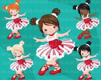 Christmas Ballerina clipart, ballet characters, black dancers, noel graphics, Ballet school, scrapbooking,  , art