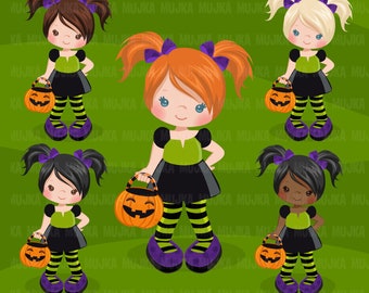 Halloween clipart, trick or treat clipart, halloween girls, cute halloween png, halloween sublimation designs, pumpkin png, cute girls png