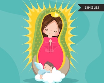 Virgin of Guadalupe clipart illustration, graphic, religious, christian, holy, bible, praying marry, angel, our lady, mexican, catholic art