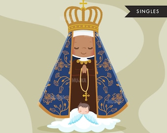 Nossa Senhora da Aparecida clipart PNG, religious art, Christian saint, holy, bible, praying, angel, our lady, brazil, catholic art,