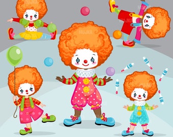 Clown clipart, circus characters,  black, card making,  , big top, juggling, circus birthday, carnival graphics