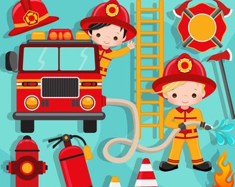 Firefighter Clipart, firefighter png, fire truck png, sublimation designs digital download, firefighter boys, fire rescue graphics