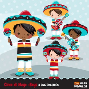Cinco de Mayo clipart, Mexicaanse jongens, mariachi-dansers, muzikanten, maracas, PAPEL PICADO sublimatieontwerpen digitale download, png