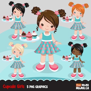 Imágenes prediseñadas de horneado, imágenes prediseñadas de cupcakes, imágenes prediseñadas de pequeño panadero, png de horneado, cumpleaños de chef, cumpleaños de panadero, fiesta de horneado, png de chef de niña negra, niños