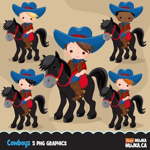 Cowboy Clipart. Wild West Cute Cowboy Clipart- Red & Blue. Cowboy boots, sheriff, horses, cowboy graphics, printables, chore charts, planner