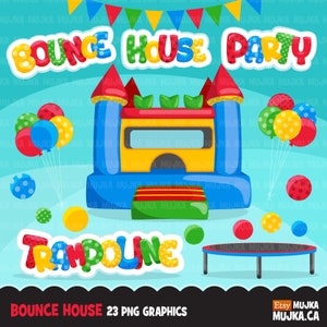 Bounce House png, clipart urodzinowy, clipart trampoliny, grafika urodzinowa, clipart imprezy w ogrodzie, projekty zamku do skakania
