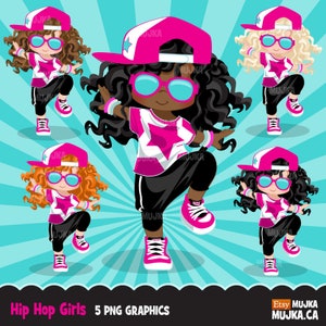 Hip hop dancer girls clipart, hip hop sublimation designs digital download, dance birthday party, cricut files Png