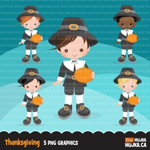 Thanksgiving Clipart. Indians and Pilgrims characters, Sublimation Designs graphics! Harvest, holiday,  , native land, story book