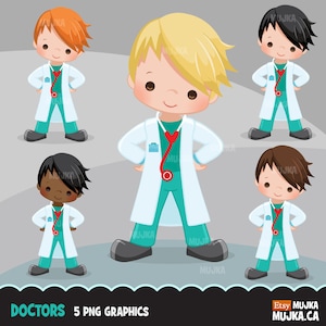 Doctor Clipart. Little Boy Graphics, medical, hospital, , embroidery, Sublimation Designs, chore chart, black, image 1
