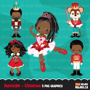 Clipart de Natal, personagens de balé Quebra-nozes, Rei Rato, fada Sugar Plum, príncipe, Clara, balé de Natal, soldados