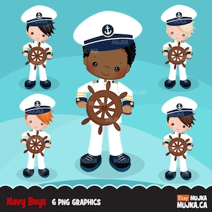 Marine Clipart. Little Boy Grafik, Segeln, Kapitän, Maat,, Stickerei, Sublimationsdesigns, chore chart, schwarz