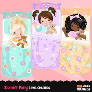 Clipart de fiesta de pijamas, noche de cine, fiesta de pijamas de niñas, noche de juegos, fabricación de tarjetas, bordado, negro, fiesta de pijamas