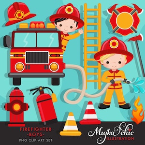 Firefighter Clipart, firefighter png, fire truck png, sublimation designs digital download, firefighter boys, fire rescue graphics