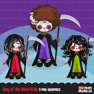 Halloween clipart, sugar skull clipart, day of the dead clipart, halloween png, sugar skull sublimation designs, black girl clipart, zombie