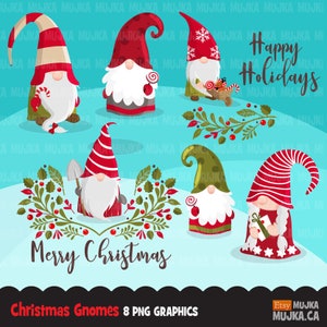 Clipart di gnomi natalizi. Grafica di gnomi scandinavi, illustrazione svedese, danese, festa nordica, noel, personaggi carini