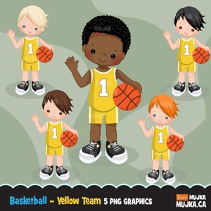 Clipart de basket-ball. Graphismes sportifs, personnages de joueurs de basket-ball, motifs par sublimation, enfants, scrapbooking, broderie, tâches ménagères