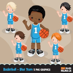 Clipart de basket-ball. Graphismes sportifs, personnages de joueurs de basket-ball, motifs par sublimation, enfants, scrapbooking, broderie, tâches ménagères