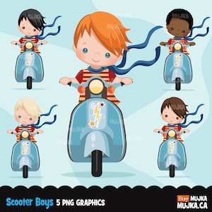 Scooter boy Clipart. Sport graphics, summer, party printables, digitized embroidery,  , chore charts, outdoor activity, bike
