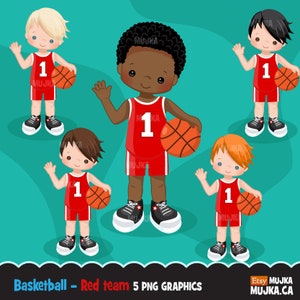 Clipart de basket-ball. Graphismes sportifs, personnages de joueurs de basket-ball, motifs par sublimation, enfants, scrapbooking, broderie, tâches ménagères