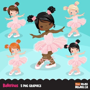 Ballerina Clipart, schicke Ballettfiguren, schwarz, Kartengestaltung, Planeraufkleber, Keks, tanzende Mädchen, rosa Tutu, Tänzerinnen, Mädchen