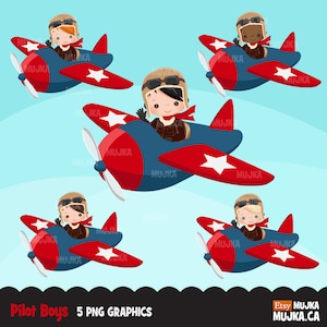 Pilotenclipart, pilootjongenspersonages, vliegtuig, zwart, kaarten maken, koekje, beroep, verjaardag, vliegen, vlucht
