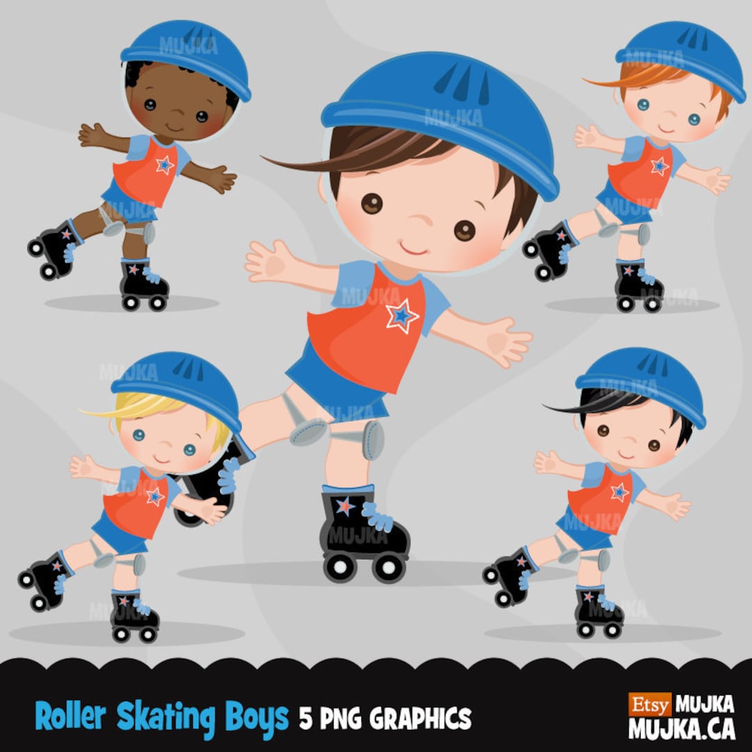 Roller Skating Boy Clipart. Skating Boy Graphics, Summer, Party
