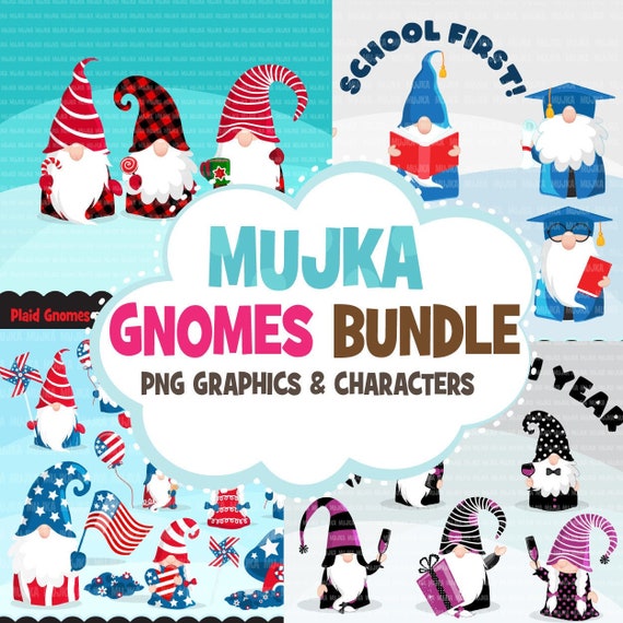 Gnomes Clipart Bundle, Easter, St Patrick's Day, School. Halloween gnome graphics commercial use PNG clip art Il_570xn