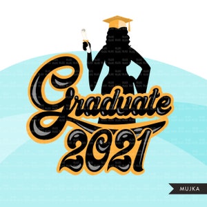 Grad Clipart, Graduation 2021 png, woman grad sublimation designs digital download, class of 2021 png, senior graduate women clip art image 2