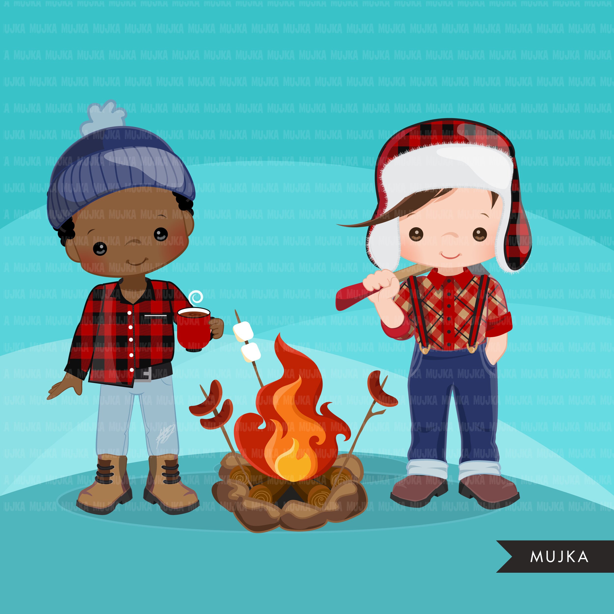 Lumberjack Clipart. Cute lumberjack characters and matching | Etsy