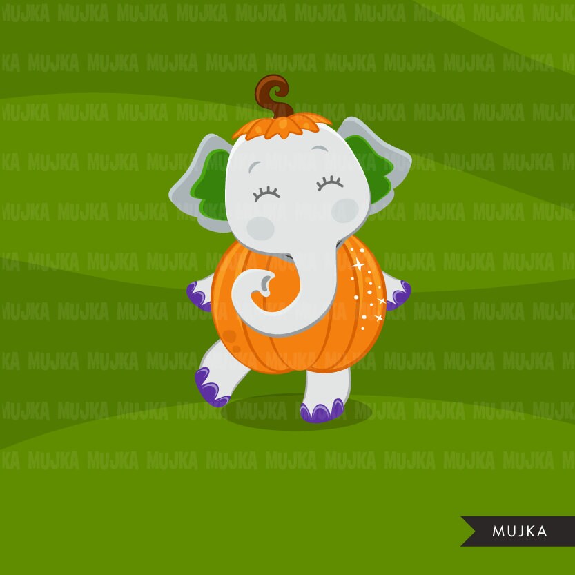 Halloween elephant clipart. Halloween costumes. Cute elephants Etsy