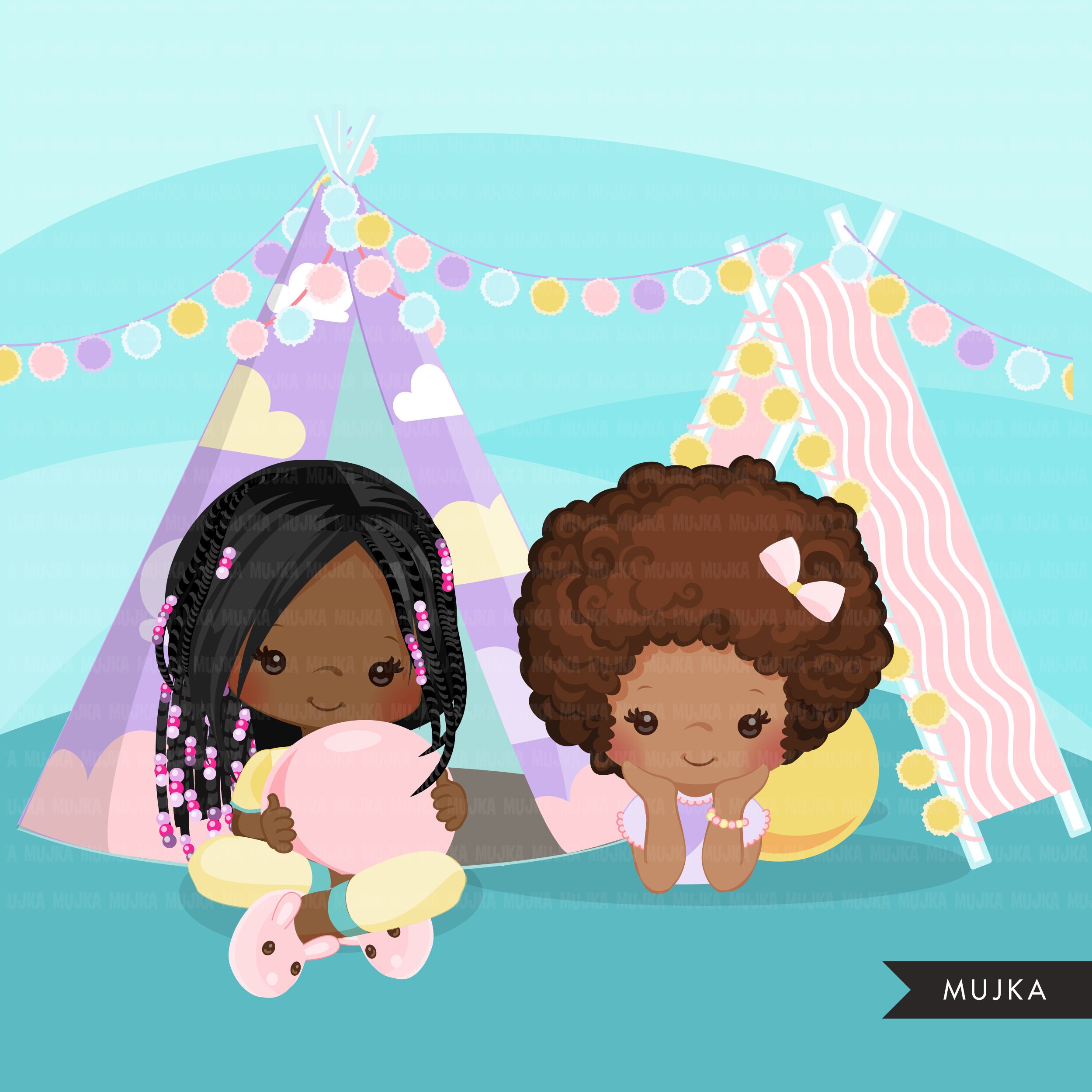 Slumber Party Clipart Sleepover Tents Movie Night Pajama | Etsy