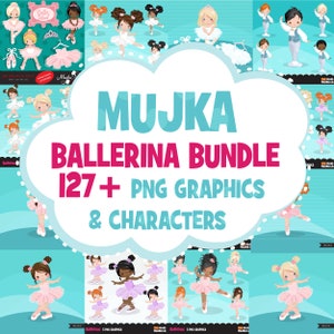 Ballerina clipart bundel, ballerina's, balletschool, jongen balletdansers, tutu, ballerina schoenen illustraties sublimatie ontwerpen graphics