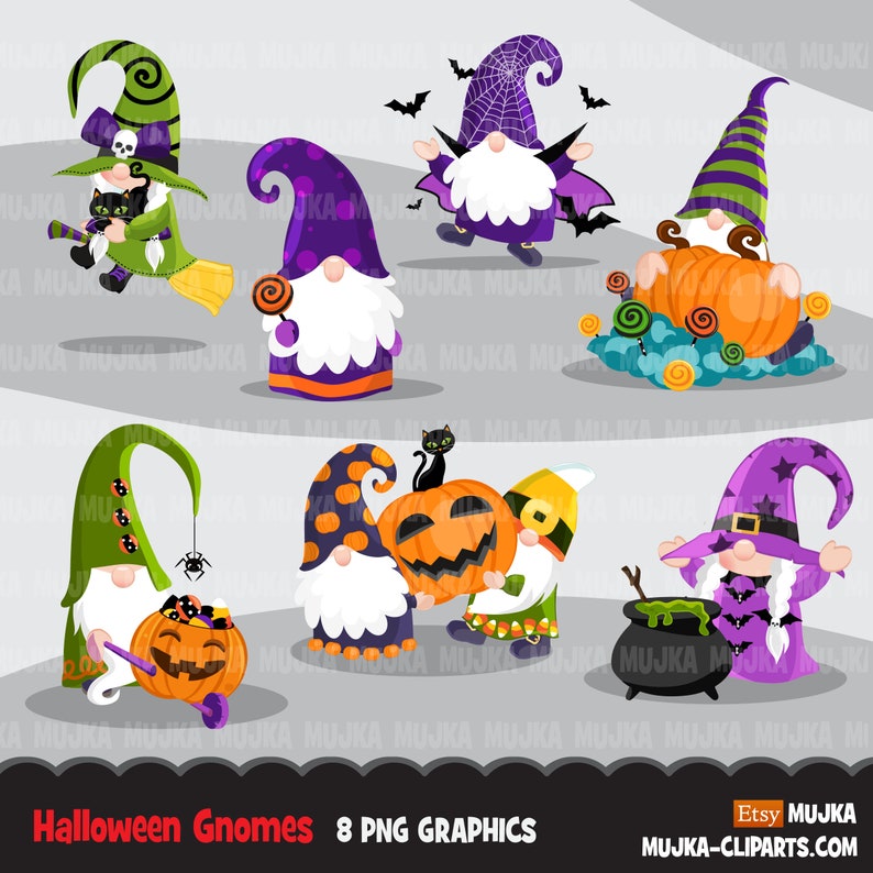 Halloween clipart, Halloween gnomes Clipart, Gnome sublimation graphics, Halloween png, cute halloween png, witch gnome, pumpkin png clipart image 1