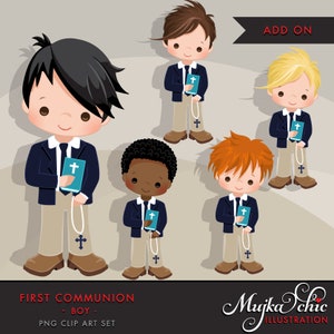 Boys First Communion Clipart Bundle, Holy First communion for boys religious clip art Sublimation Designs graphics image 10