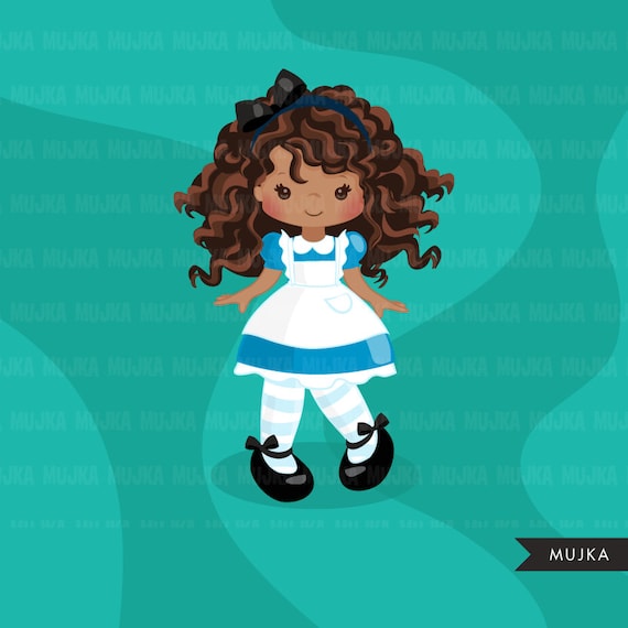 Alice in Wonderland Clipart, African American Alice, Black Alice