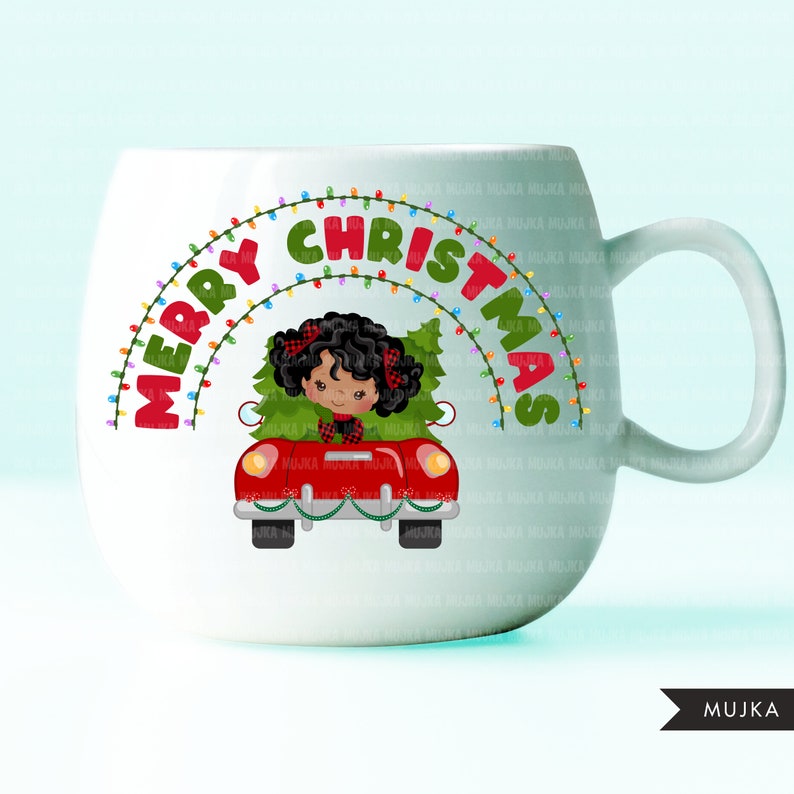 t-shirt black girl Christmas sublimation designs Merry Christmas Red Truck Sublimation Designs digital download