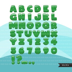 Christmas Alphabet Clipart Bundle, red, stripe and green letters cute Christmas PNG graphics, Candy cane santa hat image 3