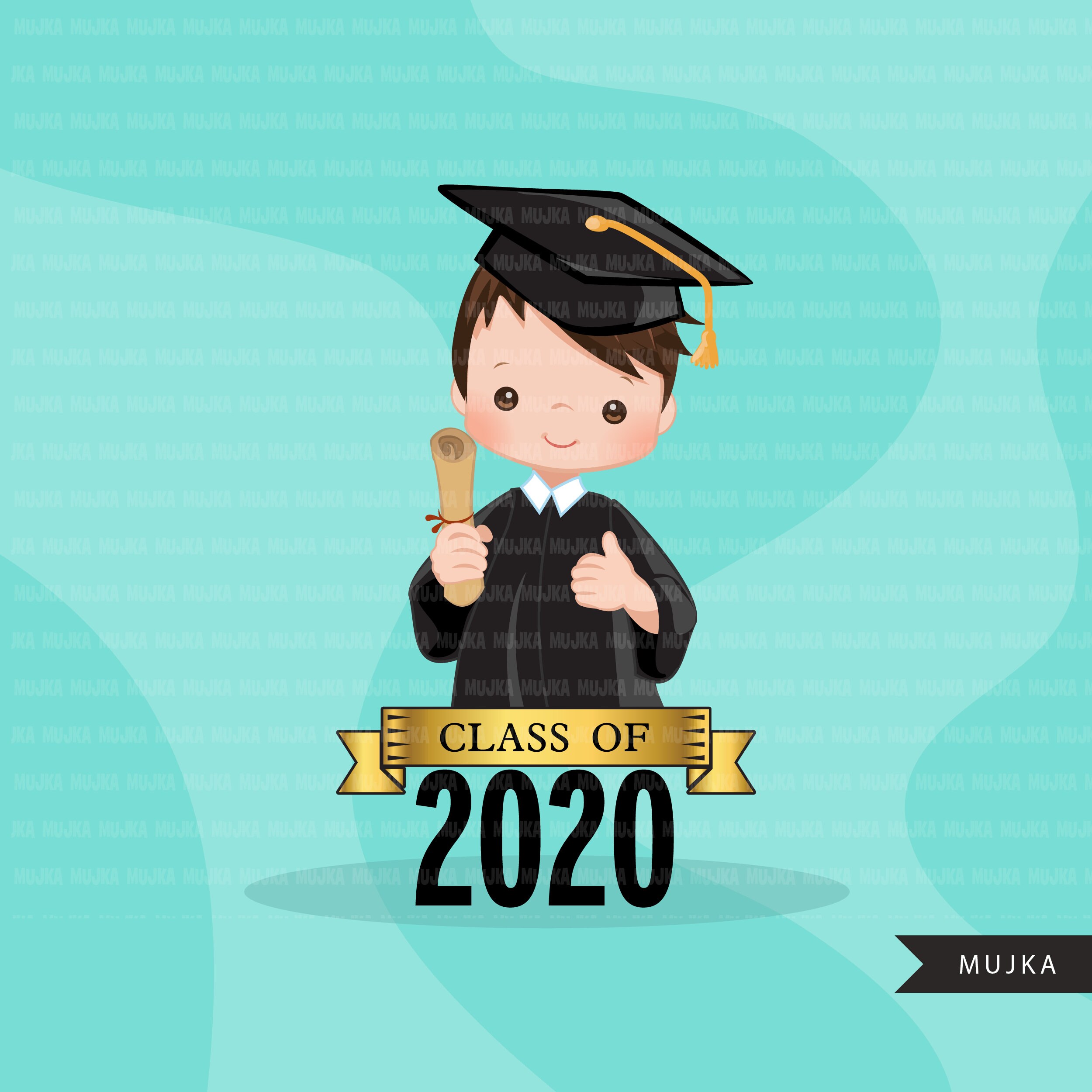 Graduation Clipart 2020 cute graduate boys with cape and Etsy