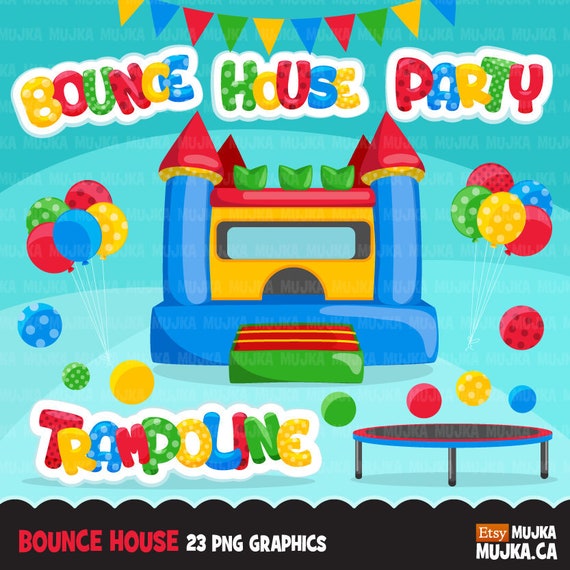Bounce House Clipart Trampoline Birthday Party Planner Stickers