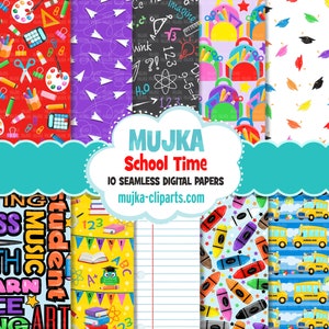 Papeles digitales escolares, patrones escolares sin costuras, patrón imprimible escolar, fondo digital, png escolar, regalos para maestros, profesor png