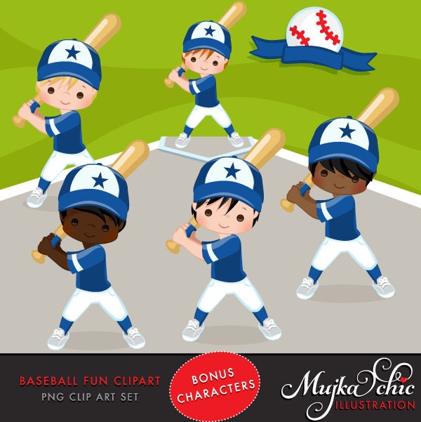Baseball Clipart. Baseball Graphics Baseball Players Etsy
