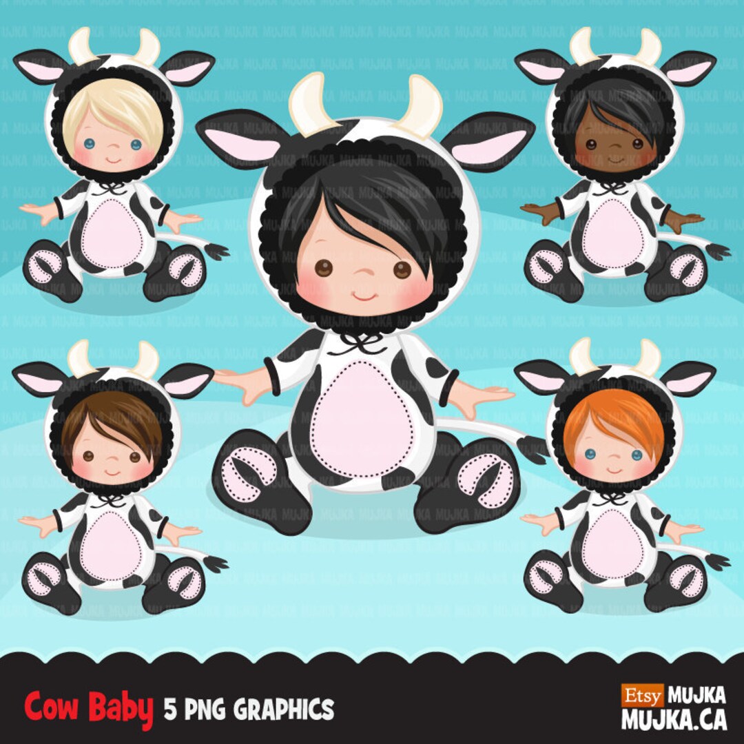 Baby Cow Clipart, Halloween Costume Baby Shower Graphics, Card Making ...
