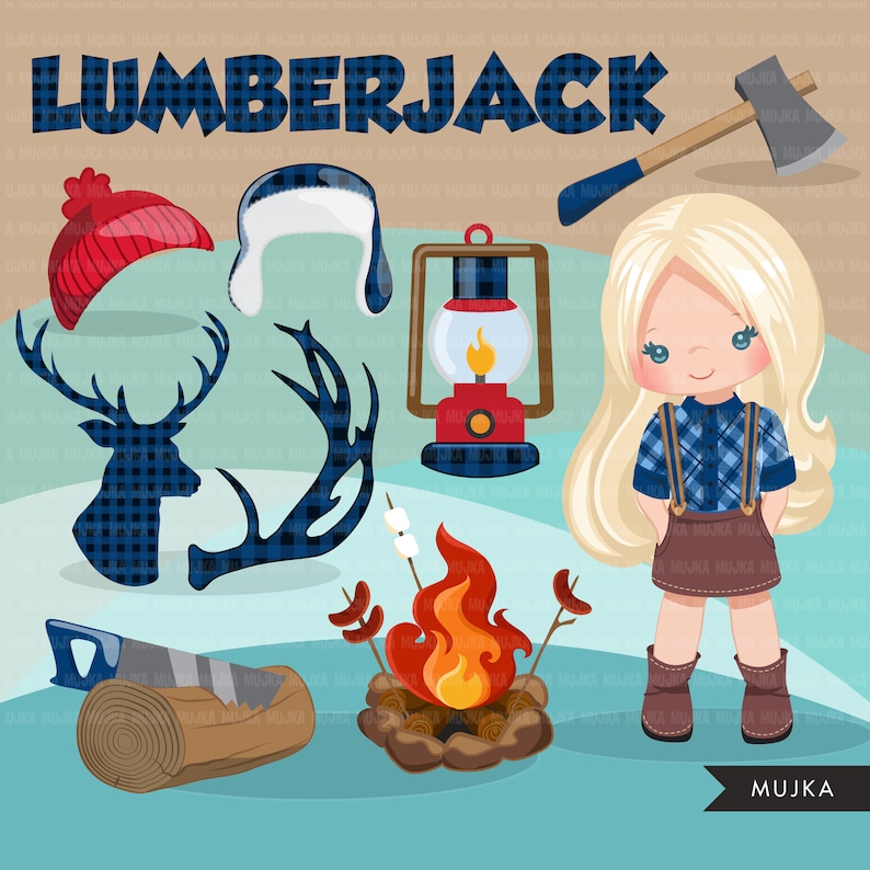 Lumberjack Clipart. Cute characters and plaid pattern | Etsy