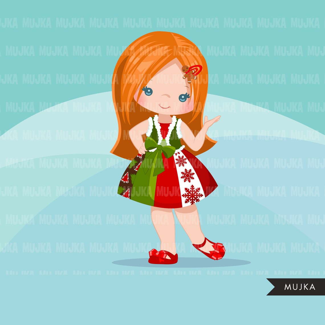 Christmas Clipart Little Girl Christmas Outfit Noel Etsy