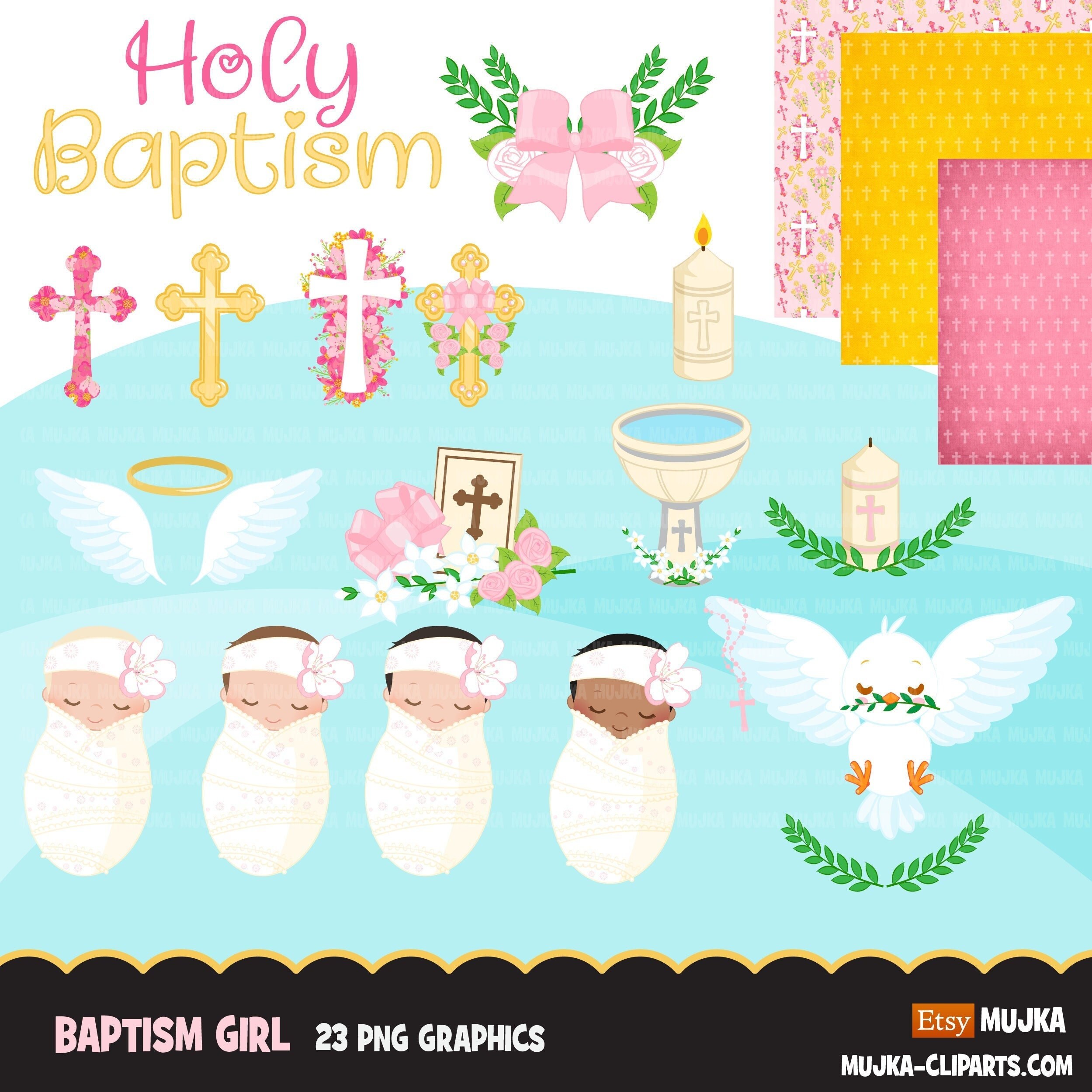 Baptism clipart, baptism girl clipart, baptism sublimation designs, holy baptism png, baby clipart, religious clipart, christian designs png