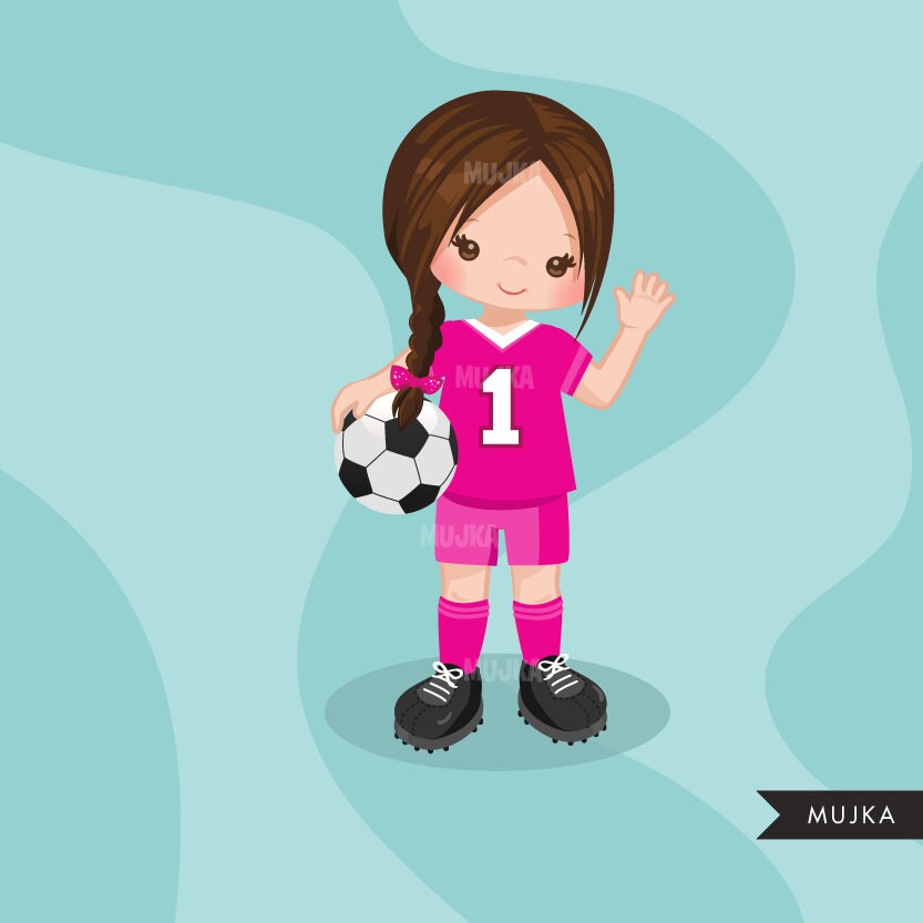 Soccer Clipart. Sport Graphics Girls Soccer Player - Etsy
