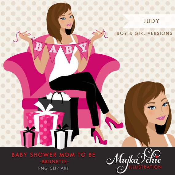 Brunette Pregnant Woman Character With Gift Boxes And Baby Bunting